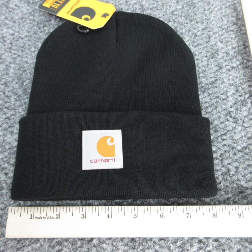 Carhartt Hat Beanie Mens One Size Black Knit Cuffed A18 Model NWT Workwear